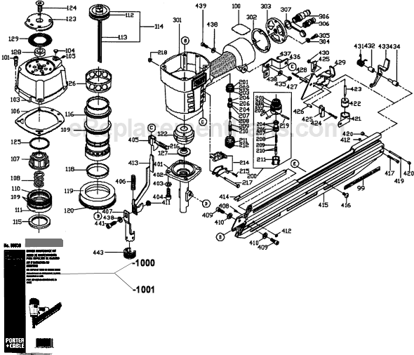 Page A Diagram and Parts List for FC350 Type 2 Porter Cable Nailer